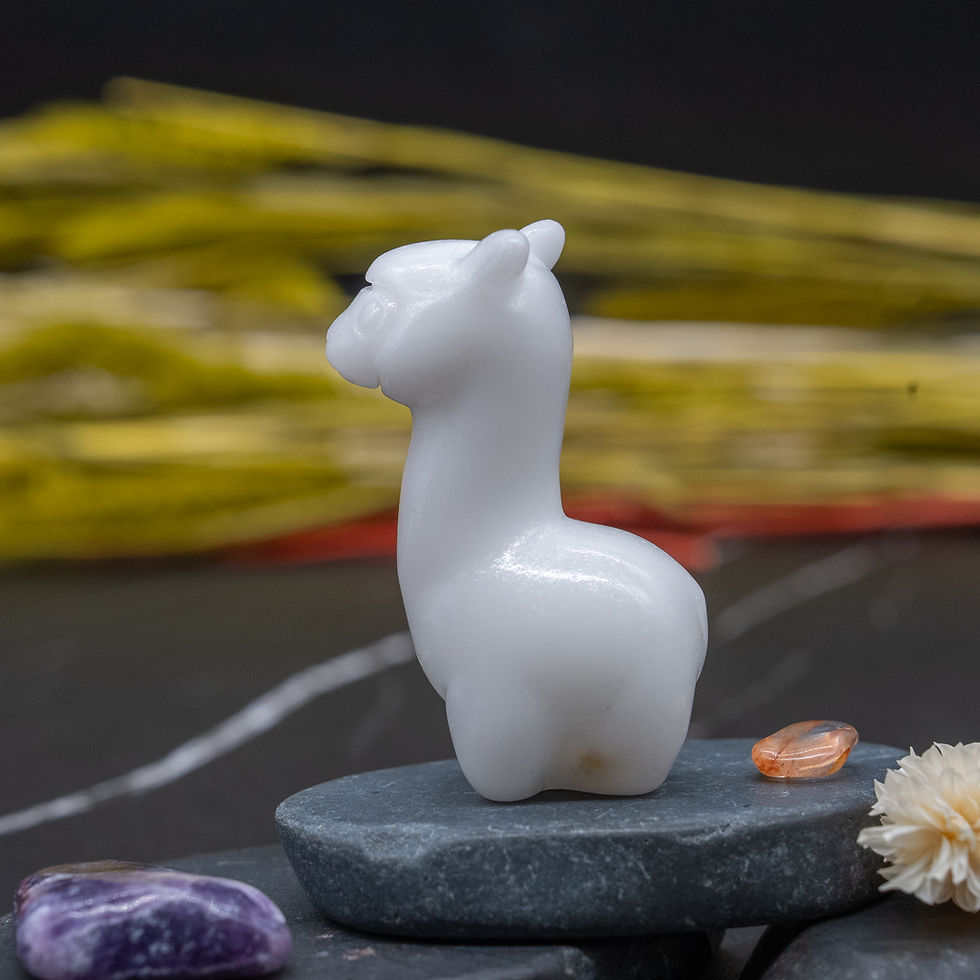 Miniatura: White Jade Crystal Llama Alpaca Carving Animal Shaped Home Decor Gift Figurine