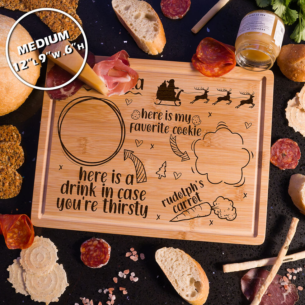 Thumbnail: Personalized Engraved Bamboo Cutting Board Custom Santa Treats Christmas Tray
