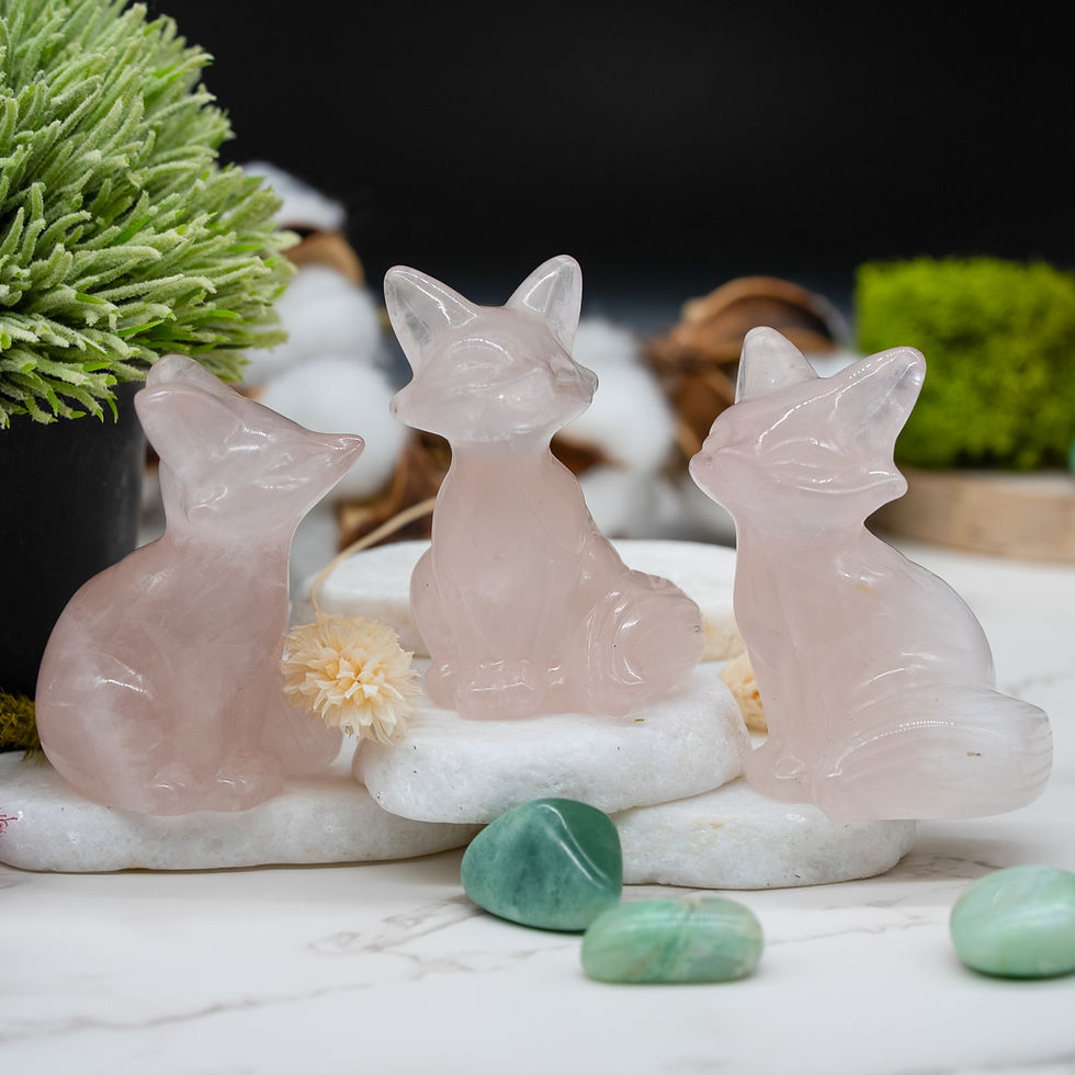 Miniatura: Pink Rose Quartz Fox Figurine Crystal Decor for Home Office Desk Gift Love Stone