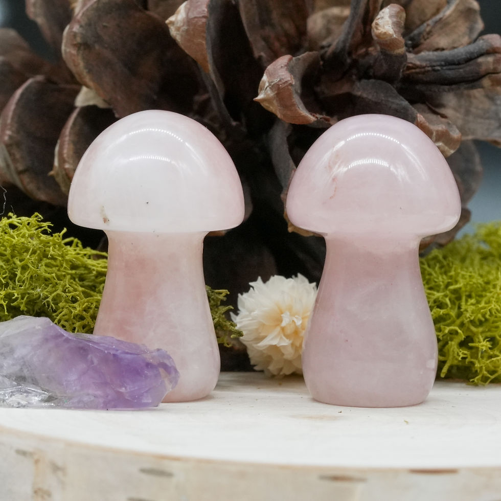 Thumbnail: Rose Quartz Mushroom Crystal Healing Decor Spiritual Energy Gift Nature Theme