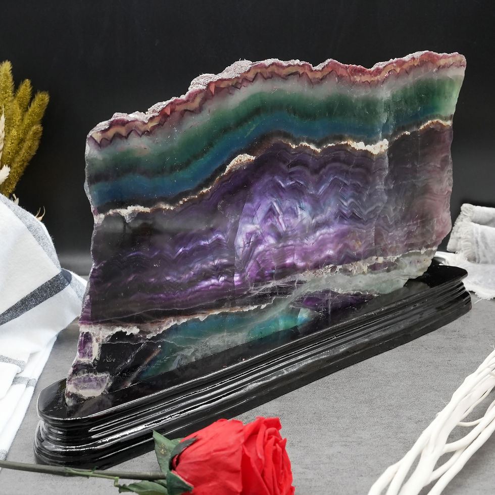 Thumbnail: Natural Fluorite Slab Crystal Display Slice Natural Stone Spiritual Decor Gift