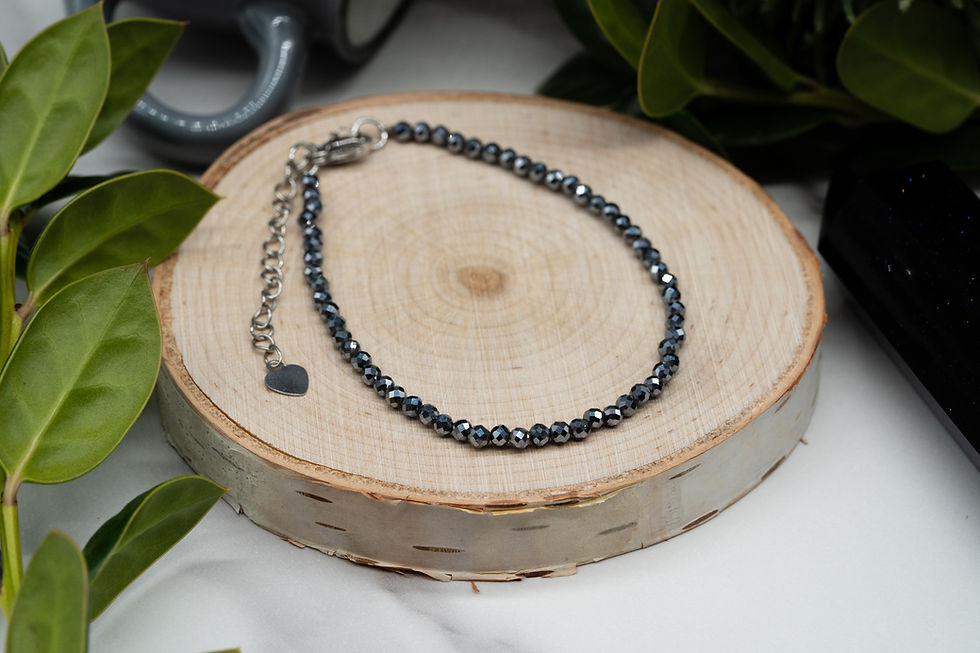 Thumbnail: Hematite Crystal Sparkling Faceted Seed Beads Crystal Bracelet