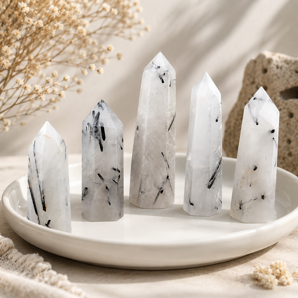 Miniatura: Black Tourmaline Crystal Tower Healing Meditation Stone Protection Wand Gift