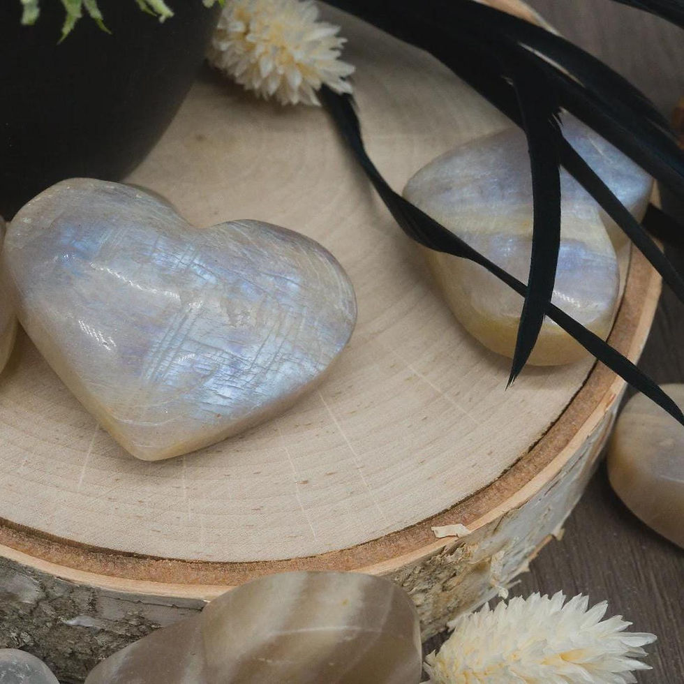 Thumbnail: Blue Flash Moonstone Heart Spiritual Healing Gemstone Love Protection Meditation
