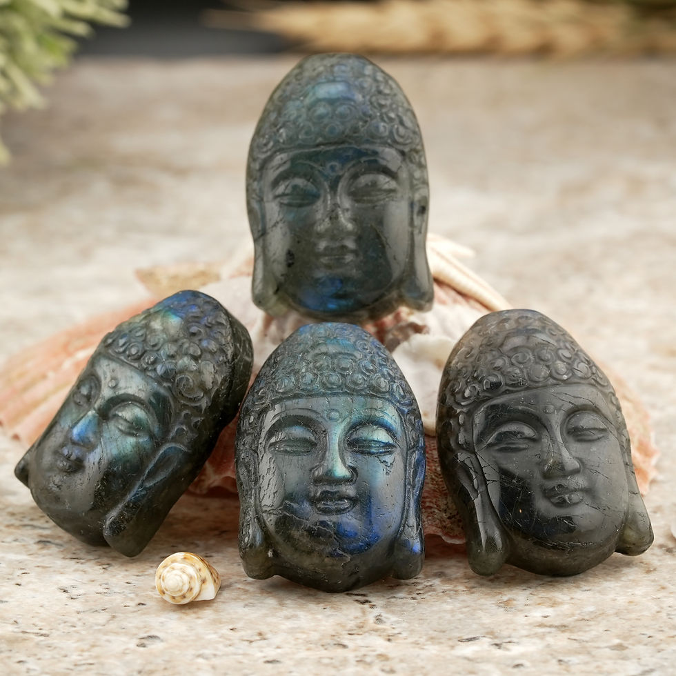 Thumbnail: Flashy Blue Labradorite Buddha Crystal Healing Stone Heart Chakra Meditation