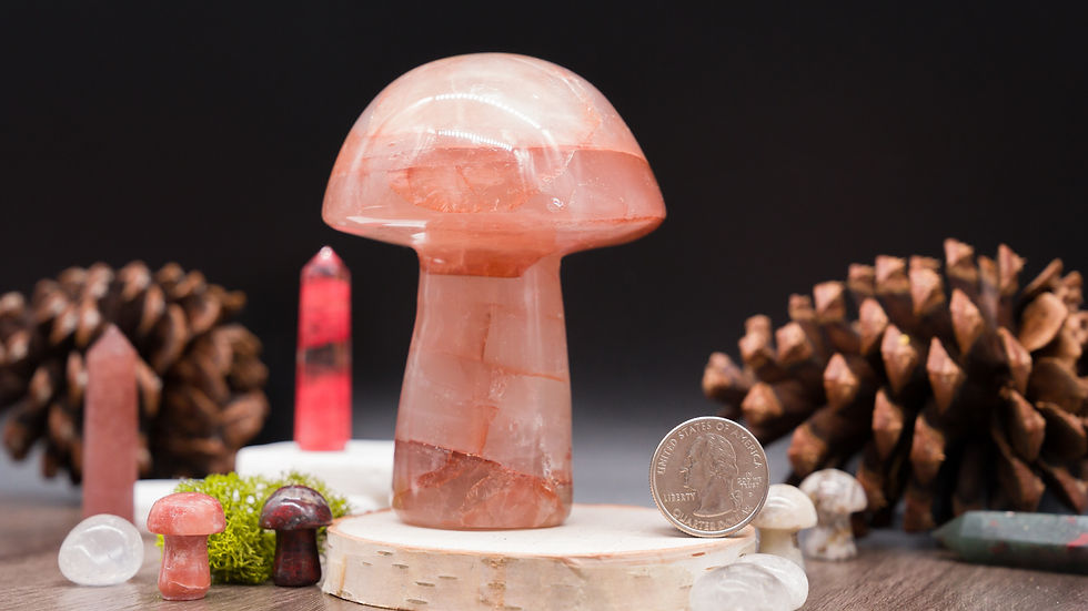 Miniatura: Fire Quartz Mushroom Crystal Sculpture Boho Home Decor Gift Red Meditation Stone