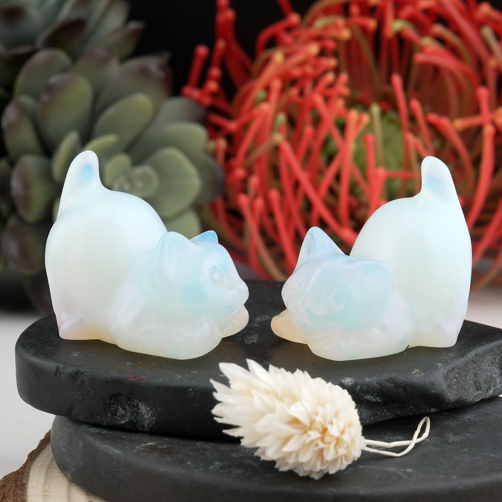 Miniatura: Opalite Crystal Cat Carving Stone Healing Protection Trinket Cat Lover Tier Gift