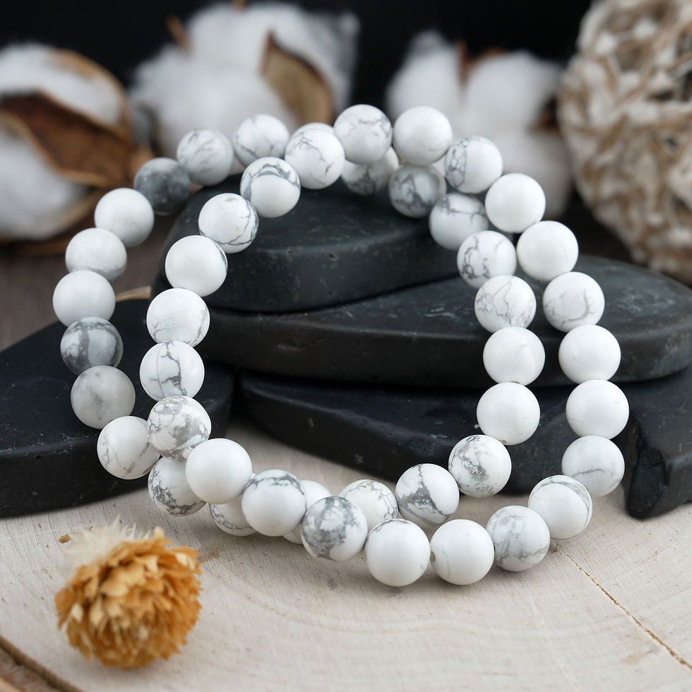 Miniatura: Howlite Crystal Bracelet Men Healing Protection Stackable Beaded Jewelry White
