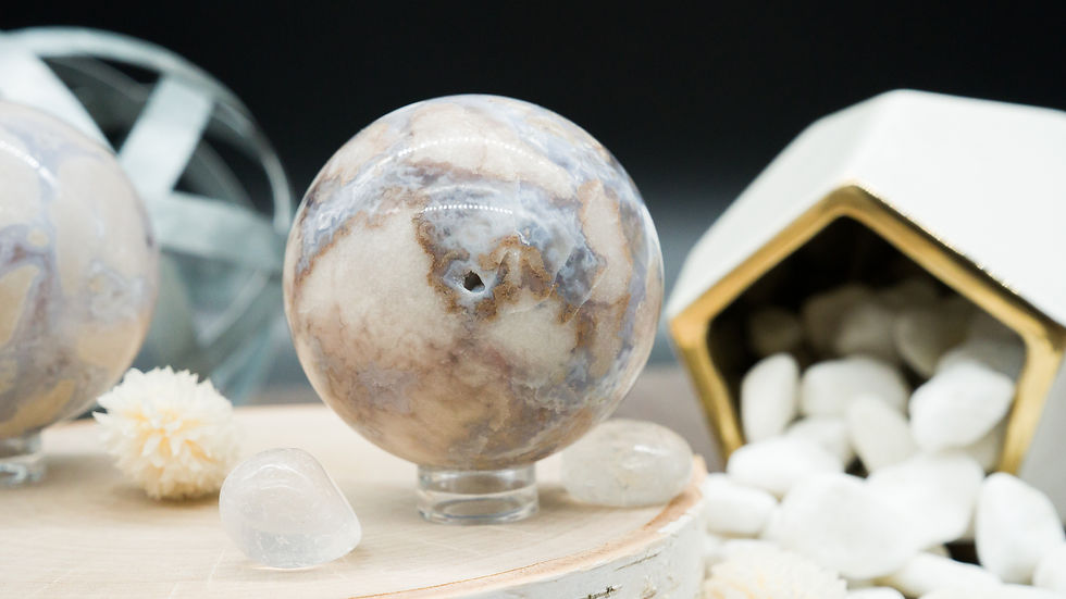 Miniatura: Blue Flower Agate Sphere Crystal Healing Decor Gift Spiritual Meditation Stone