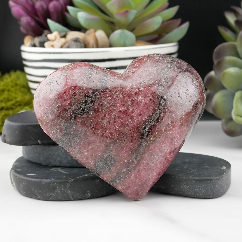 Thumbnail: Rhodonite Heart Crystal Decor Spiritual Gift Meditation Stone Love Energy Charm
