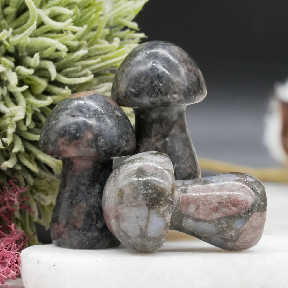 Thumbnail: Blue Que Sera Mushroom Crystal Healing Decor Spiritual Gift Boho Nature Decor