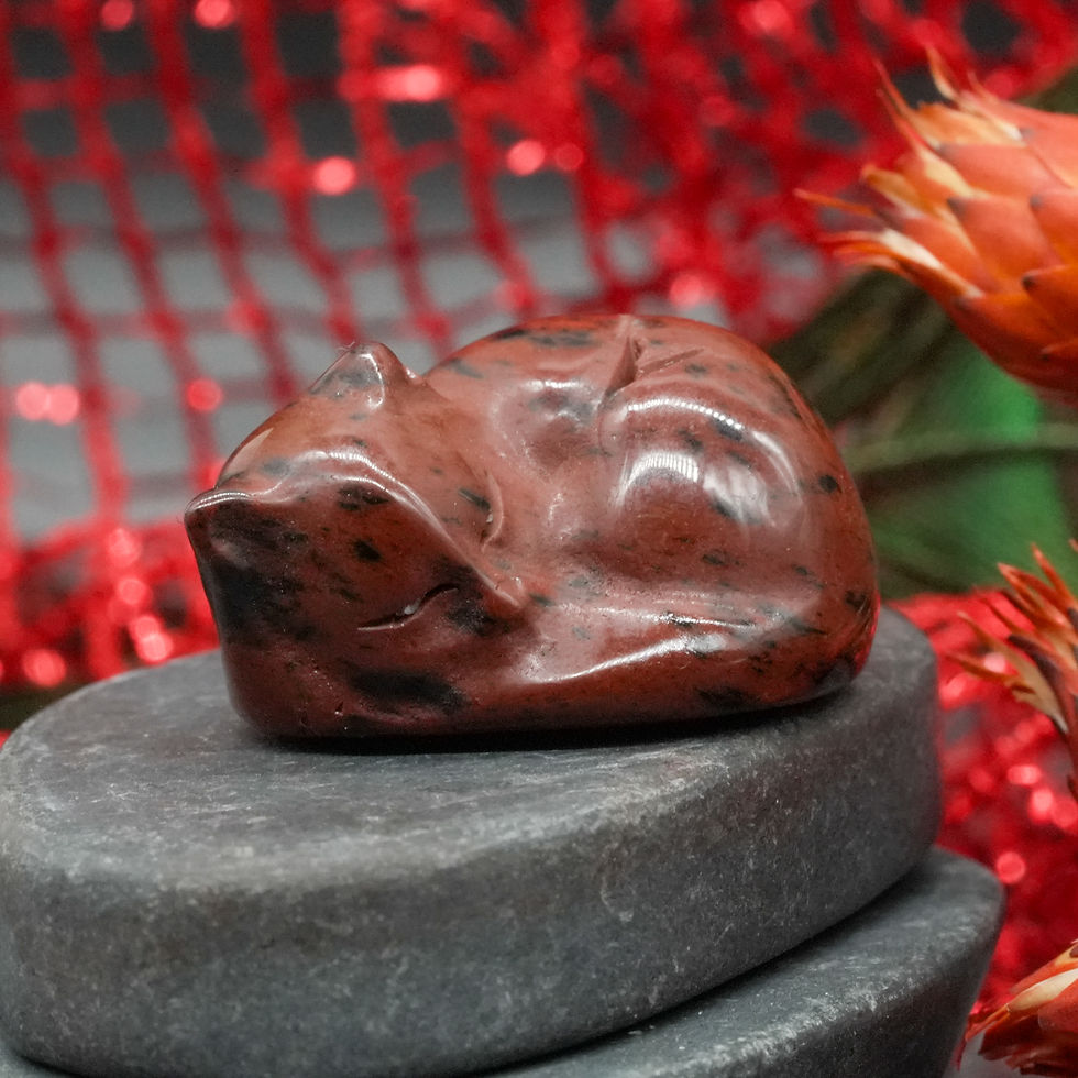Miniatura: Mahogany Obsidian Sleeping Cat Figurine Crystal Pet Keepsake Gift Animal Statue
