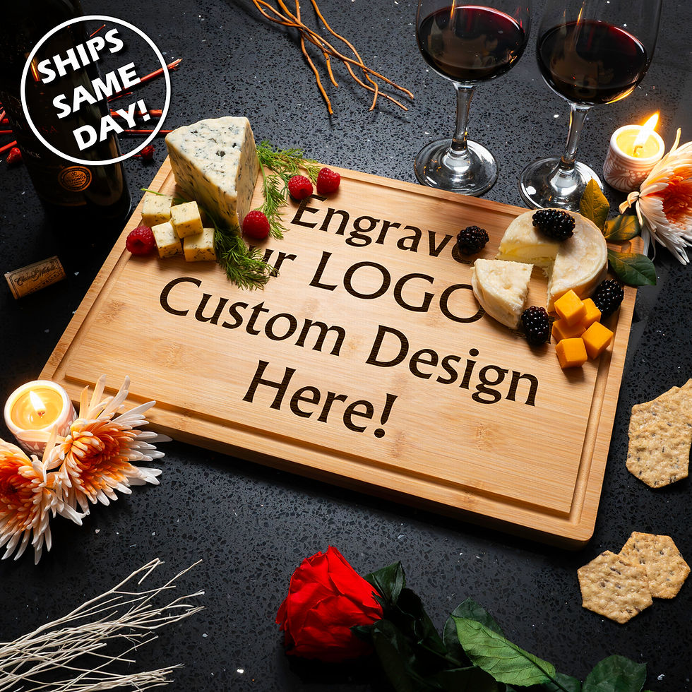 Thumbnail: Engraved Custom Bamboo Cutting Board Personalized Charcuterie Tray Logo Gift