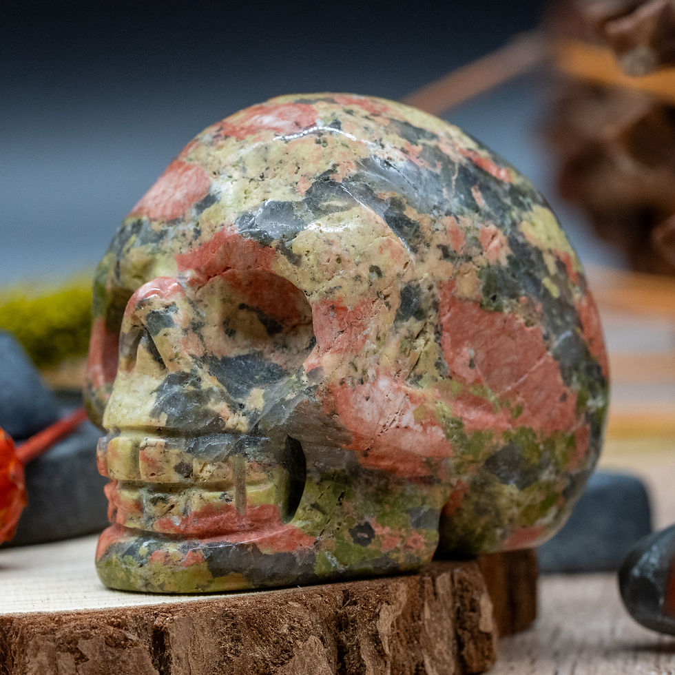 Miniatura: Unakite Skull Crystal Decor Spiritual Healing Stone Meditation Gift Altar Charm