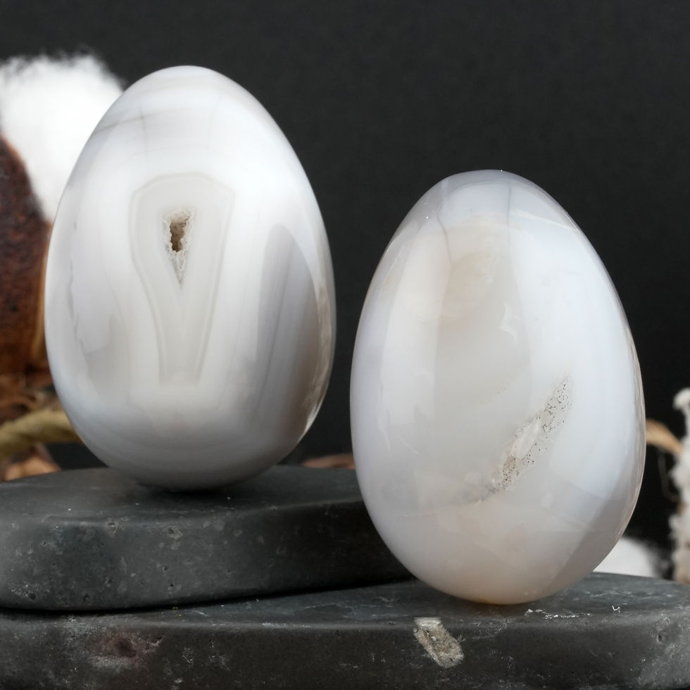Thumbnail: Natural Gray Agate Crystal Egg Home Decor Gift Boho Shelf Spiritual Energy Stone
