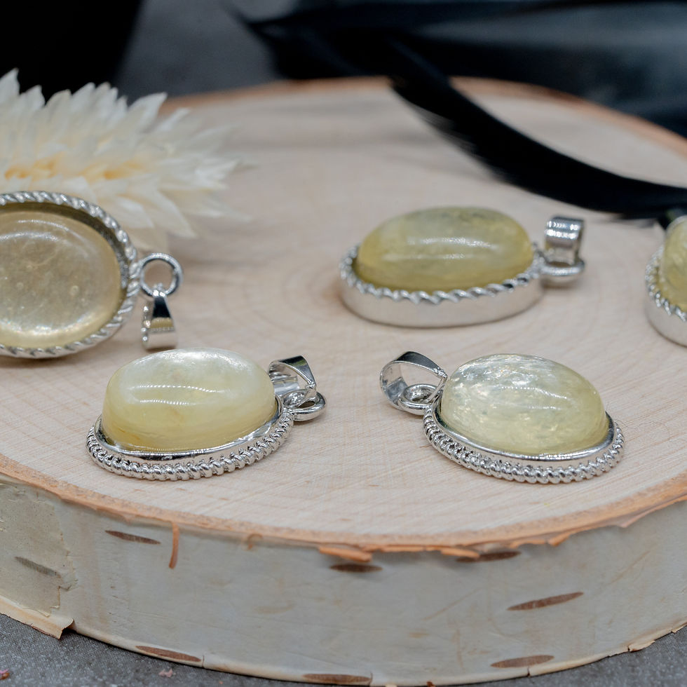 Thumbnail: Natural Citrine Stone Oval Cabochon Silver Pendant Yellow Crystal Jewelry Gift