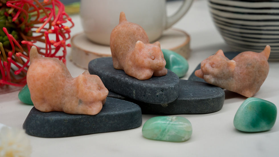 Miniatura: Sunstone Crystal Cat Carving Stone Healing Protection Trinket Cat Lover Tier