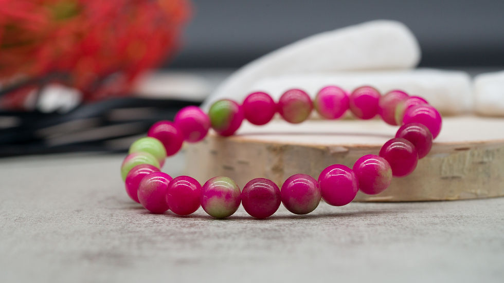 Thumbnail: Pink Agate Crystal Bracelet Dyed Healing Protection Stone Handmade Jewelry