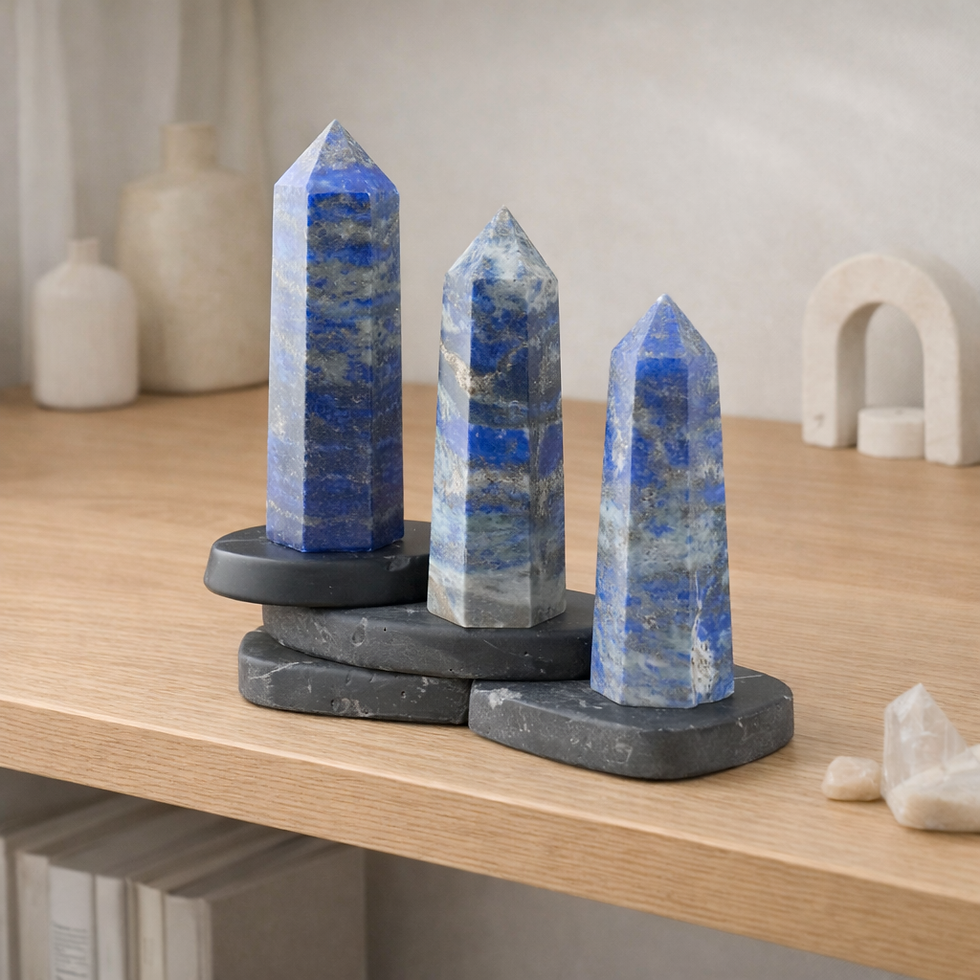 Thumbnail: Lapis Lazuli Crystal Tower Point Healing Protection Stones Boho Home Decor Gift