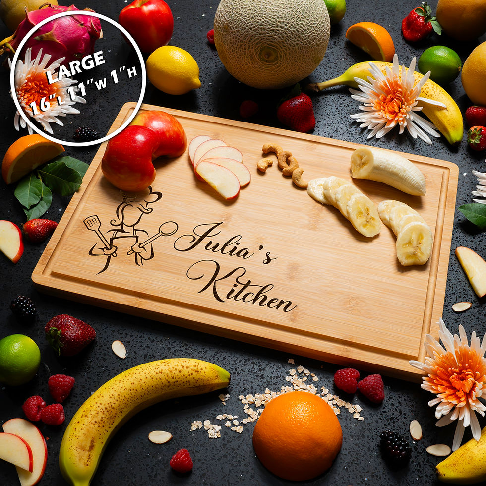 Miniatura: Bamboo Rectangle Cutting Board Female Chef Design Kitchen Decor Cooking Gift