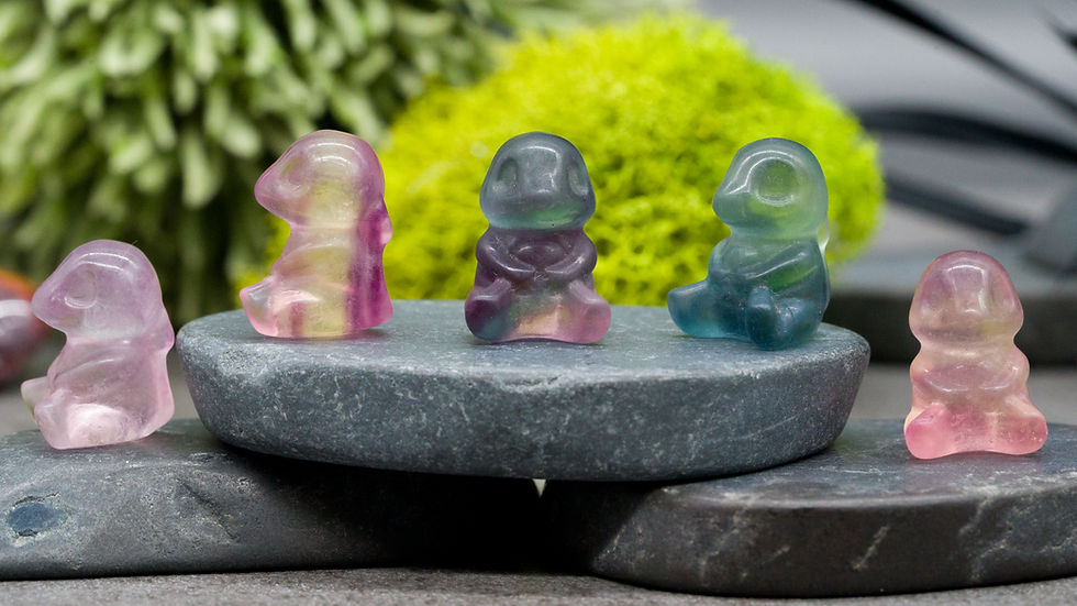 Miniatura: Mini Rainbow Fluorite Charmeleon Crystal Carving Baby Dinosaur Figurine Decor