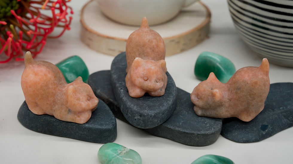 Miniatura: Sunstone Crystal Cat Carving Stone Healing Protection Trinket Cat Lover Tier
