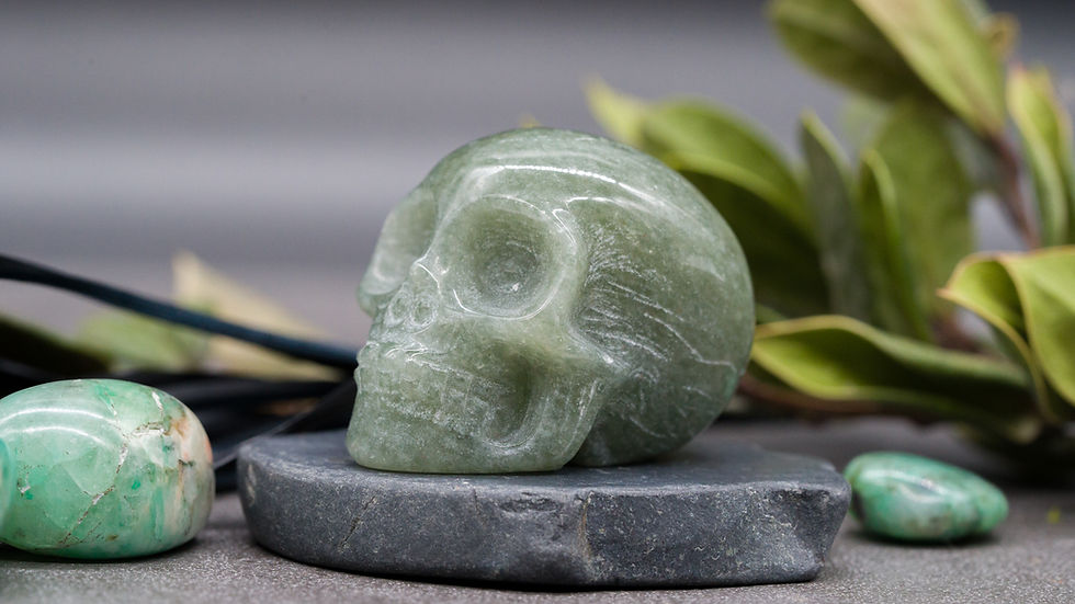 Miniatura: Green Aventurine Crystal Skull Carving Spiritual Healing Protection Figurine