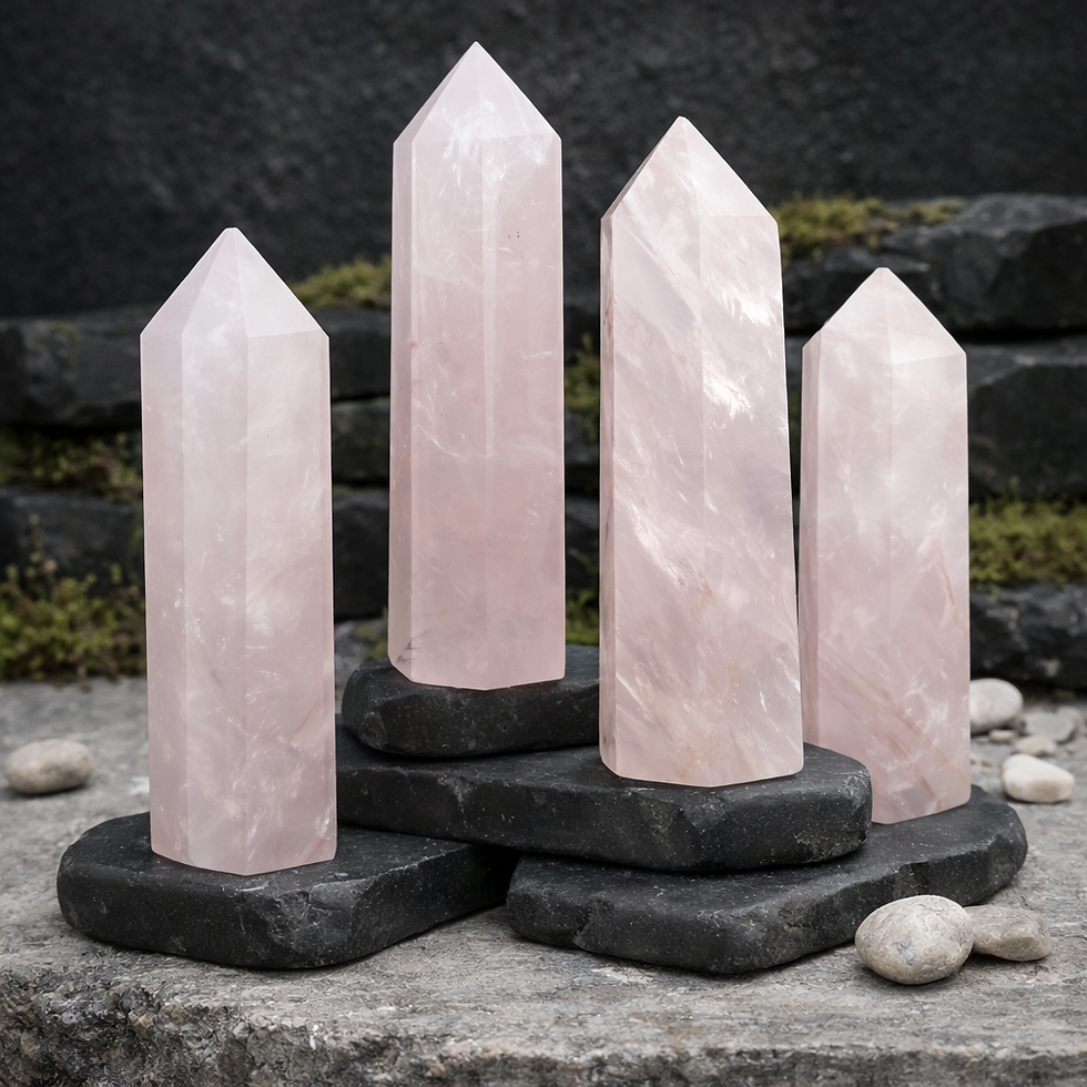 Miniatura: Pink Rose Quartz Crystal Tower Healing Gemstone Love Heart Chakra Decor Meditate