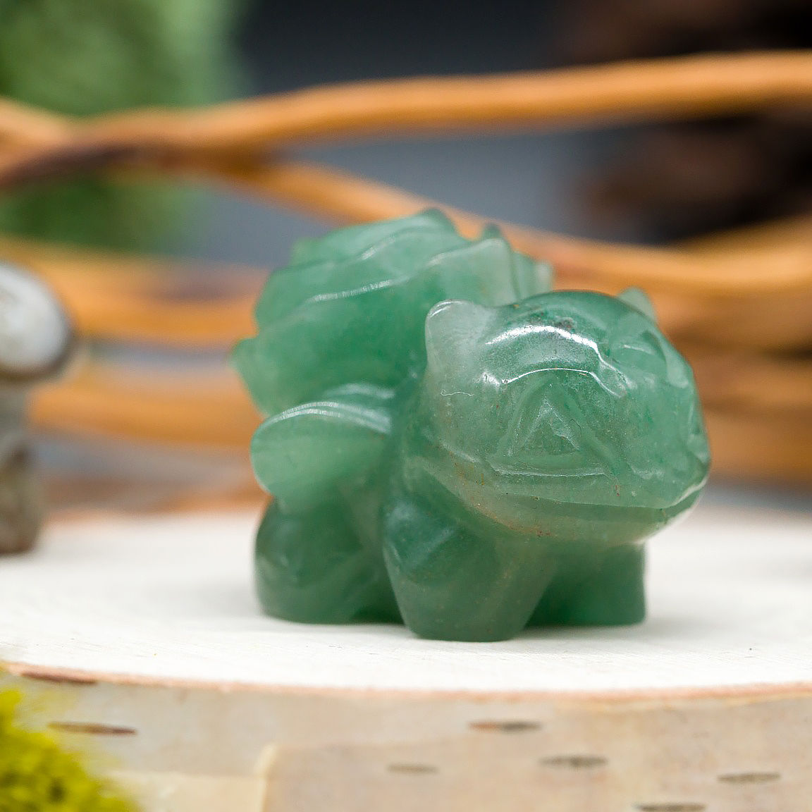 Green Aventurine Crystal Rose Bulbasaur Figurine Anime Cartoon Gift