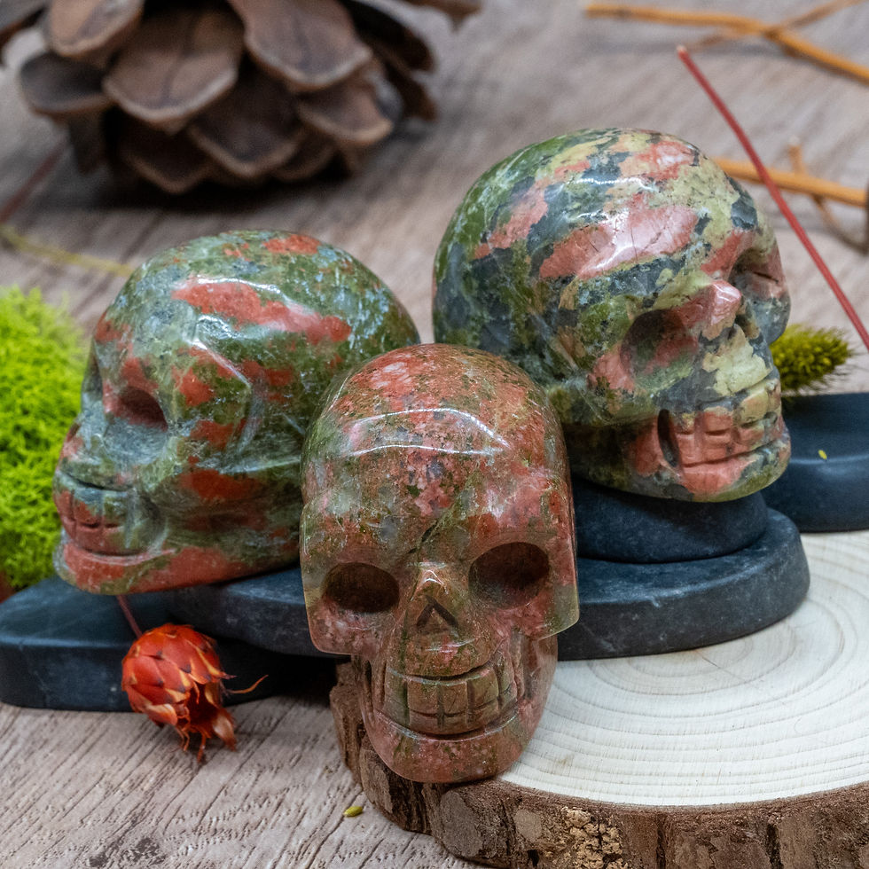 Thumbnail: Unakite Skull Crystal Decor Spiritual Healing Stone Meditation Gift Altar Charm