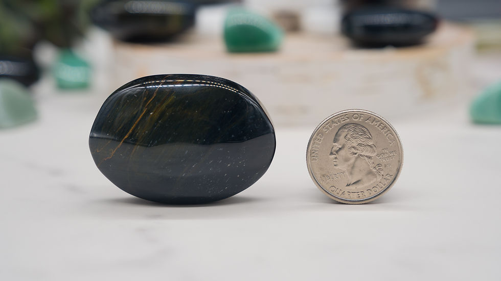 Miniatura: High Quality Blue Tiger's Eye Crystal Palm Pocket Worry Stone Healing Protection