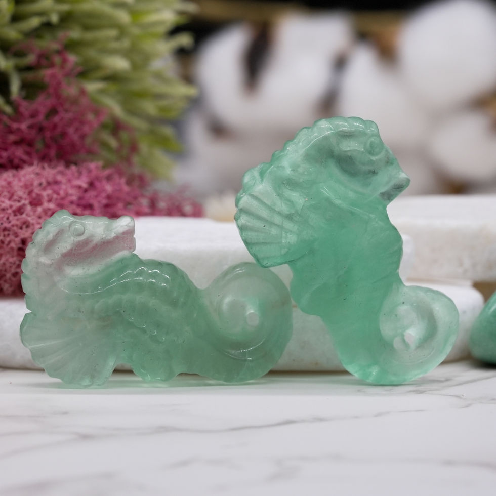 Miniatura: Green Fluorite Crystal Seahorse Carving Healing Protection Ocean Animal Decor