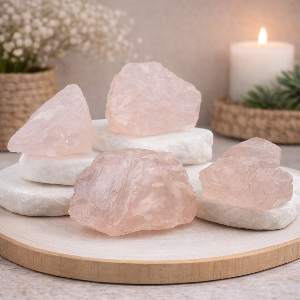 Thumbnail: Raw Pink Rose Quartz Crystal Specimen Metaphysical Healing Meditation Gemstone