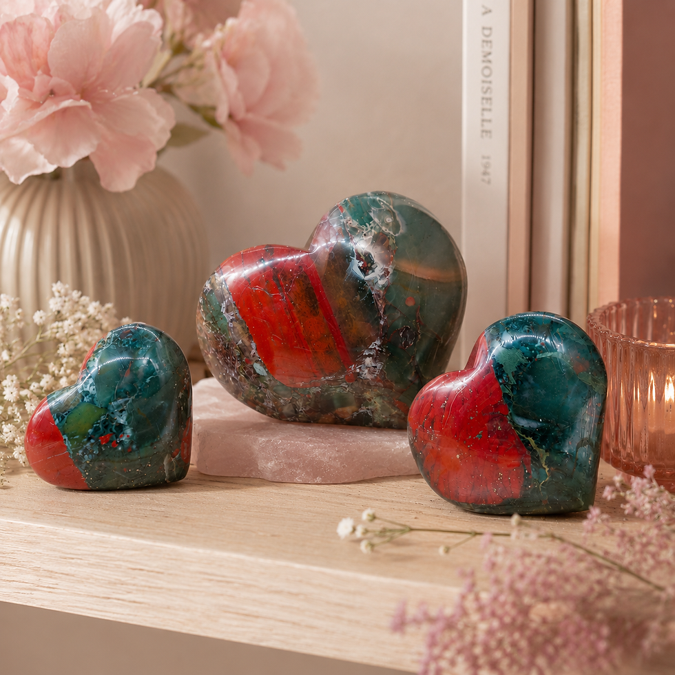 Thumbnail: African Bloodstone Crystal Heart Carving Palmstone Pocket Worry Stone Love Gift
