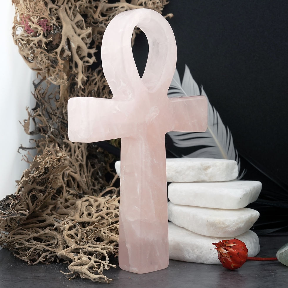 Miniatura: Rose Quartz Ankh Crystal Spiritual Protection Gift Pink Mystical Altar Decor