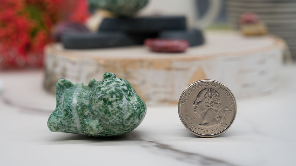 Miniatura: Qinghai Jade Baby Dino Crystal Figurine Natural Stone Carving Decor Boho Crystal