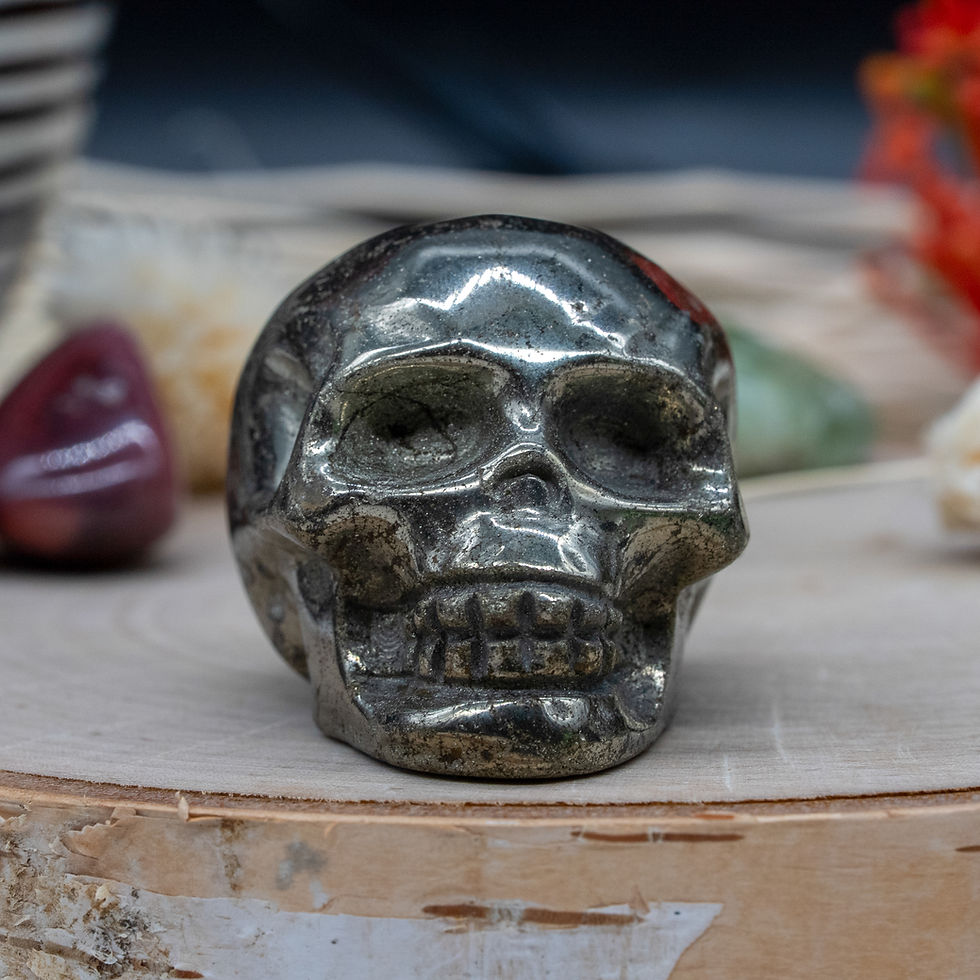 Miniatura: Pyrite Skull Figurine Healing Crystal Home Decor Energy Stone Gold Skull Decor