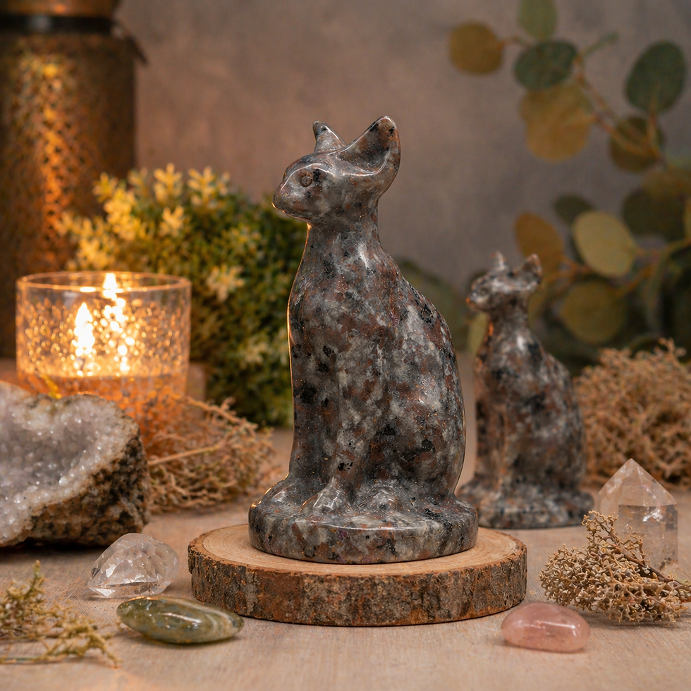 Miniatura: Yooperlite Crystal Cat Carving UV Reactive Glowing Cat Lover Animal Decor Gift