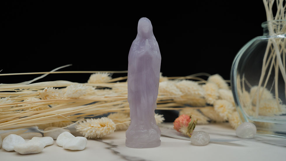 Thumbnail: Macaron Fluorite Crystal Virgin Mary Figurine Protection Trinket Religious Decor