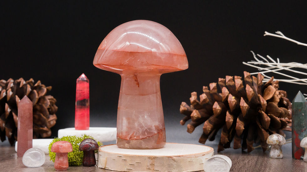 Miniatura: Fire Quartz Mushroom Crystal Sculpture Boho Home Decor Gift Red Meditation Stone
