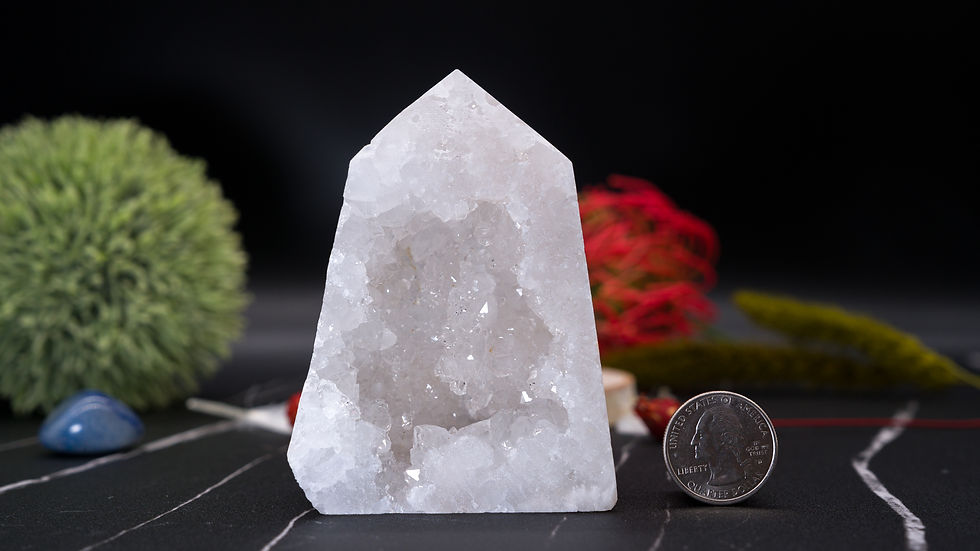 Miniatura: White Moroccan Druzy Quartz Natural Crystal Geode Specimen Sparkly Decor Gift