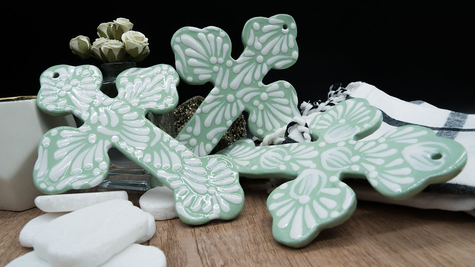 Miniatura: Green Talavera Ceramic Cross