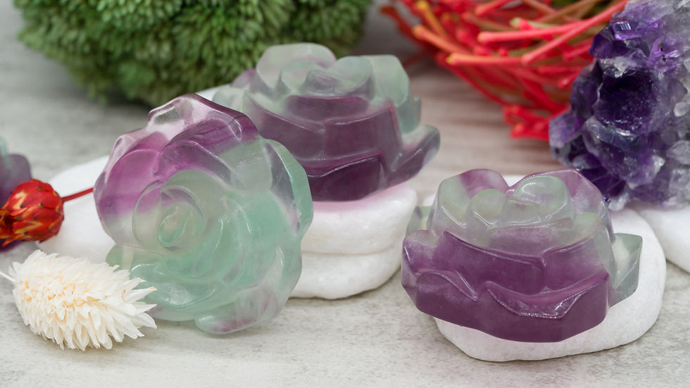 Miniatura: Fluorite Flower Crystal Sculpture Spiritual Decor Gift Meditation Altar Display