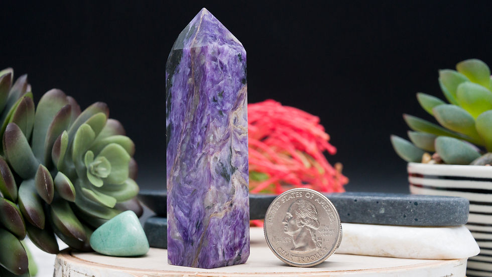 Thumbnail: Purple Charoite Crystal Tower Point Healing Protection Crystals Home Decor Gift