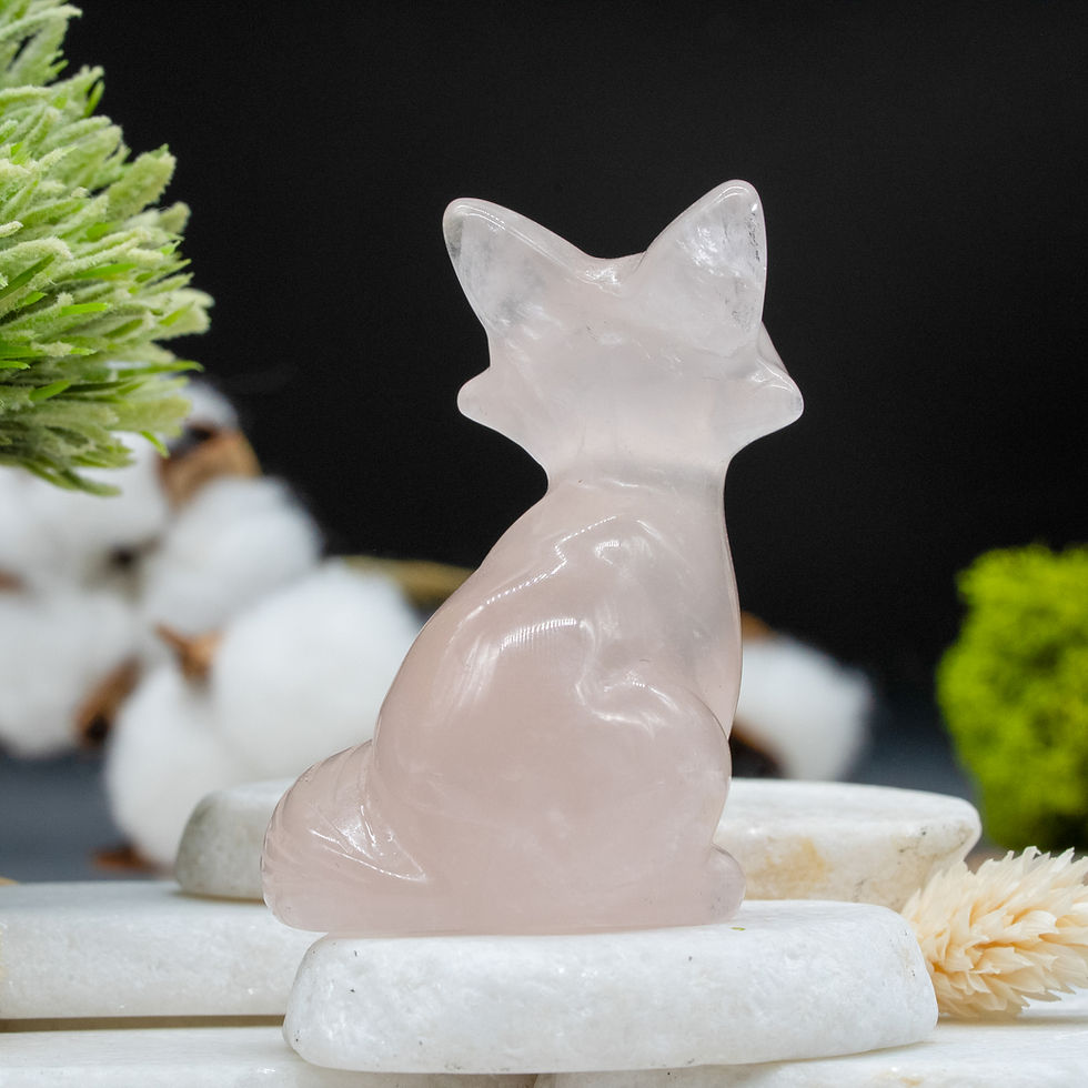 Miniatura: Pink Rose Quartz Fox Figurine Crystal Decor for Home Office Desk Gift Love Stone