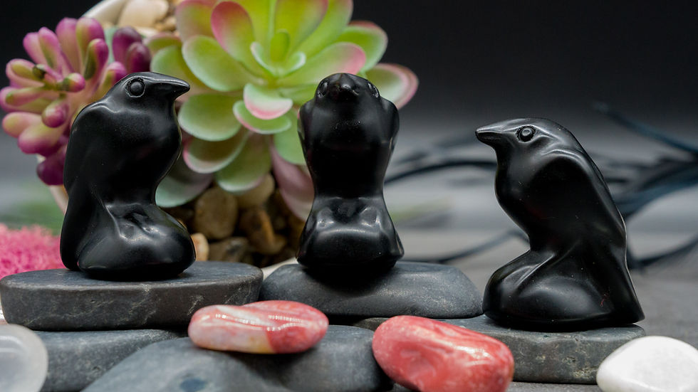 Miniatura: Obsidian Raven Figurine Crystal Protection Decor Home Bird Lover Animal Statue