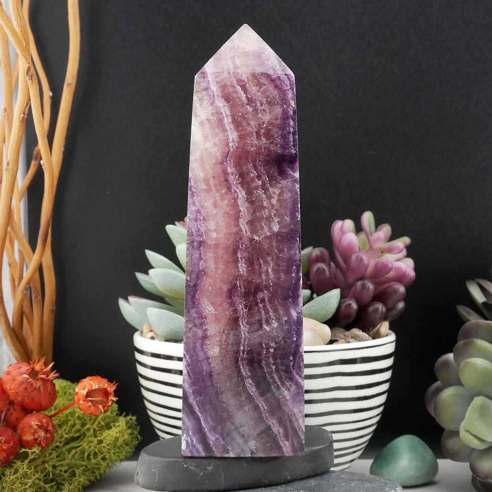 Miniatura: Purple Fluorite Tower Crystal Spiritual Protection Gift Meditation Stone Decor