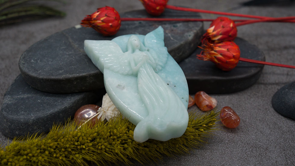 Miniatura: Sky Blue Calcite Guardian Angel Figurine Crystal Spiritual Protection Decor Gift