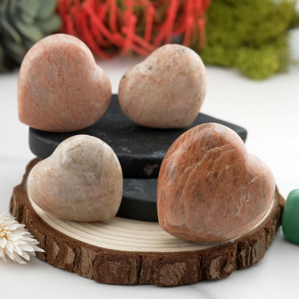 Miniatura: Peach Moonstone Heart Crystal Spiritual Healing Home Decor Meditation Stone Gift