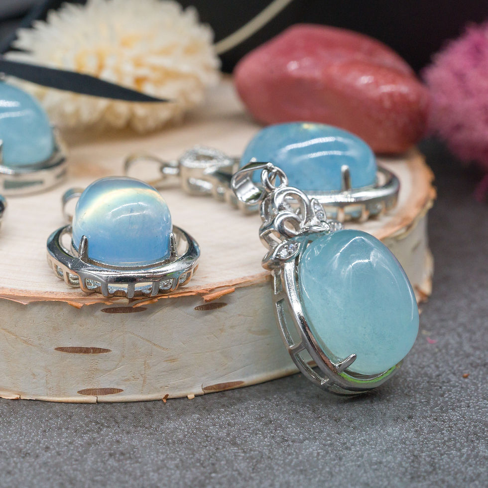 Thumbnail: Natural Aquamarine Teardrop Silver Pendant Crystal Jewelry Gift Birthstone Blue